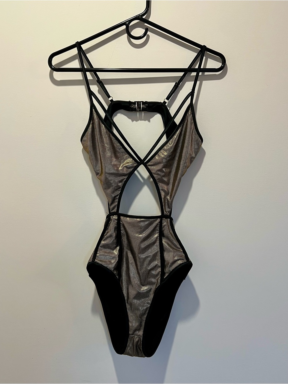 ✨Black and Metallic Gold Cutout Onesie Festivalware Size S❤️‍🔥